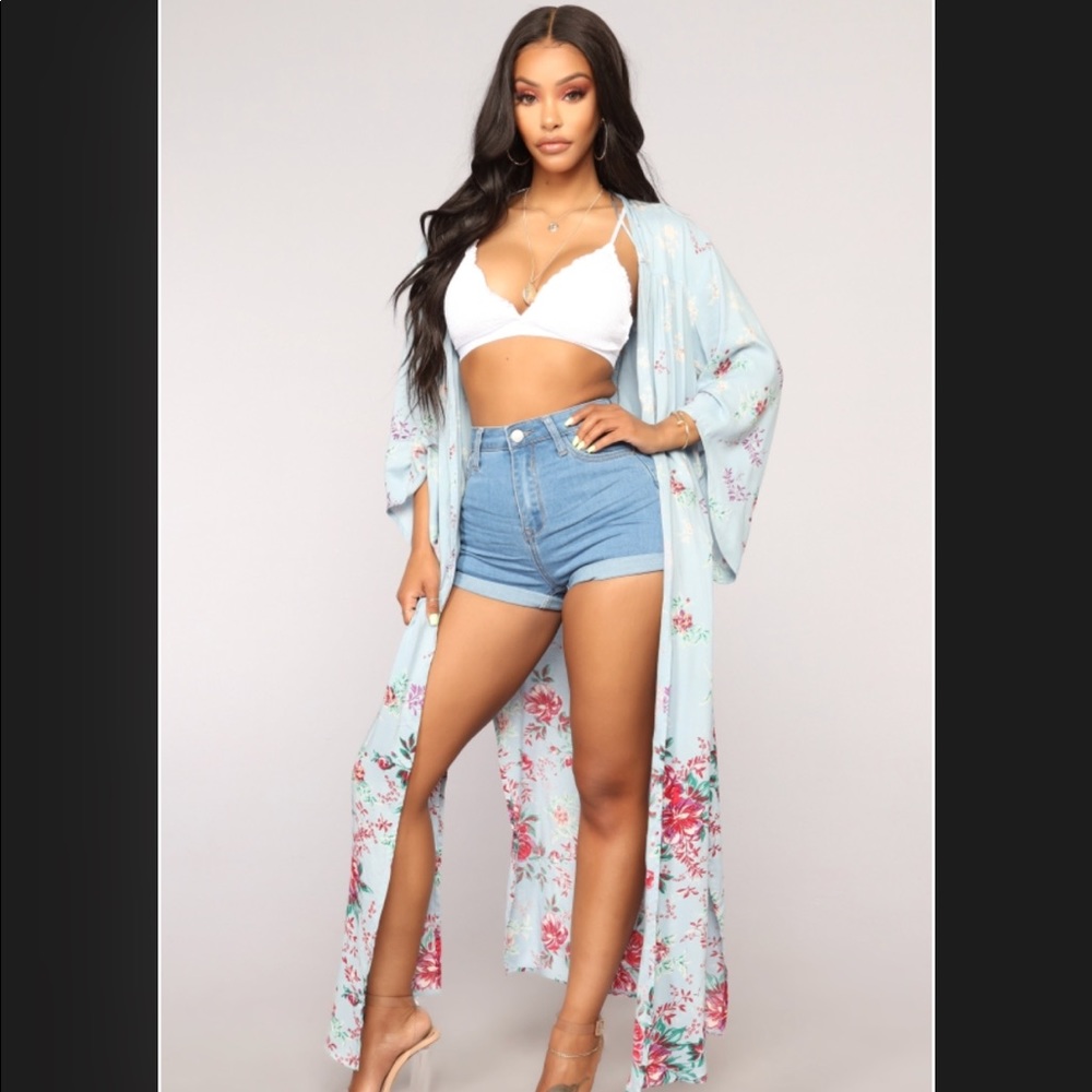 Fashion Nova Blue Kimono Size L